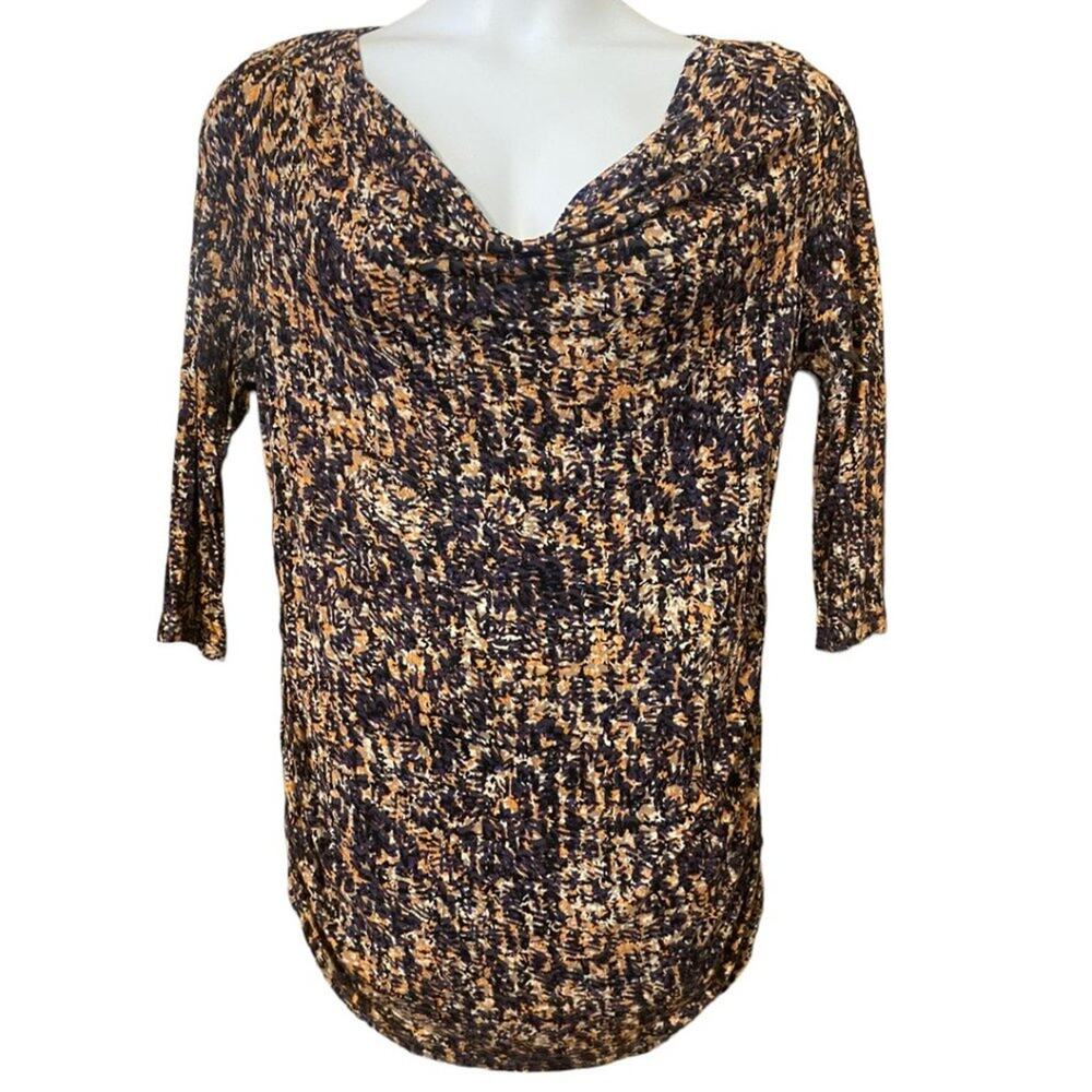 MOTHERHOOD MATERNITY multiocolored drape front 3/4 sleeve blouse - large